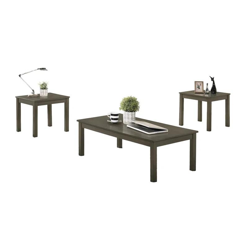 Red Barrel Studio® Dark Grey Color Elegant 3Pc Coffee Table Set 1X Coffee Table And 2X End Tables Living Room Furniture