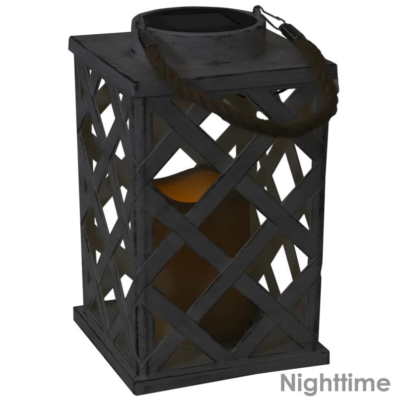 Longshore Tides Grau 9.25'' Solar Powered Integrated LED Outdoor Lantern (Set of 2)