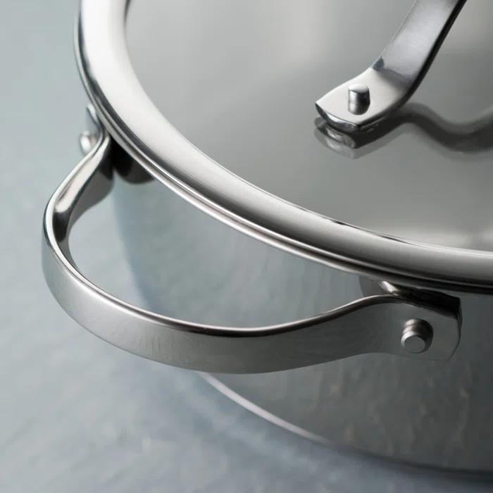 Tramontina Tramontina Tempo Tri-Ply Base Stainless Steel 6-Quart Braiser Pan with Glass Lid, Induction-Ready, Oven-Safe, Dishwasher-Safe