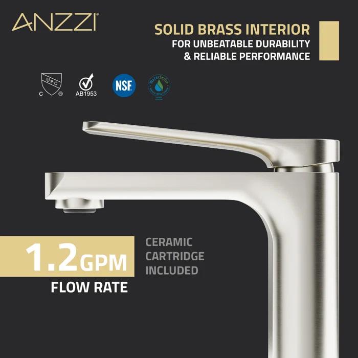 ANZZI Single-Hole Single-handle Bathroom Faucet with Drain Assembly L-AZ900BN