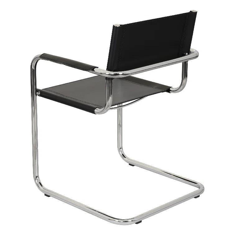 Breuer Chair Company Mart Stam Cantilever Armchair Arm Chair w/ Chrome-Plated Steel Frame (Various Bonded Leather Colors)