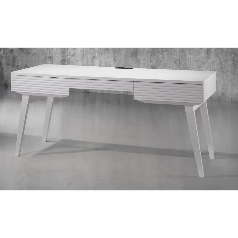 Furnitech Solid Wood Base Writing Desk with Power Outlet