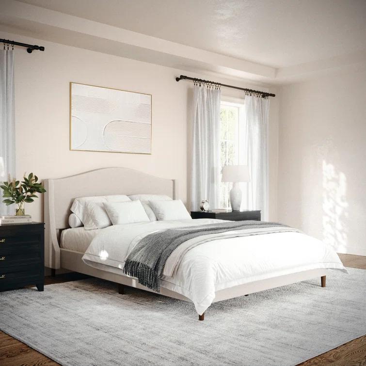Martha Stewart Martha Stewart Amelia Upholstered Platform Bed With Curved Headboard