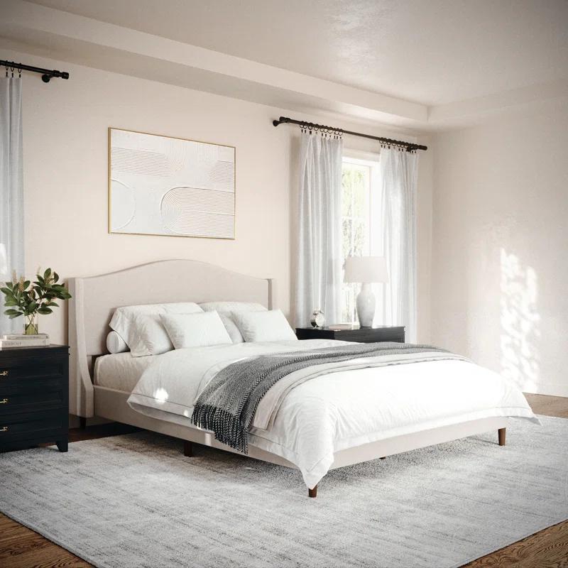 Martha Stewart Martha Stewart Amelia Upholstered Platform Bed With Curved Headboard