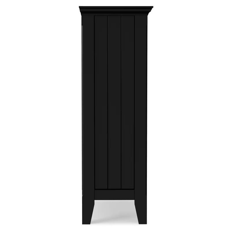 Simpli Home Acadian 36"W Solid Wood 2-Shelf Entryway Storage Cabinet with Glass Doors and 2 Drawers