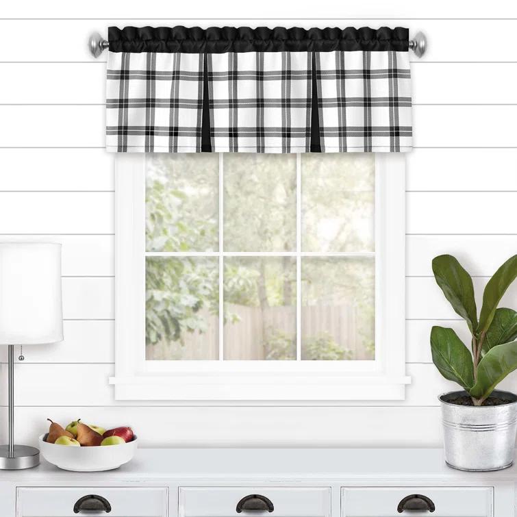 Achim Importing Co Plaid Tailored Kitchen Curtain