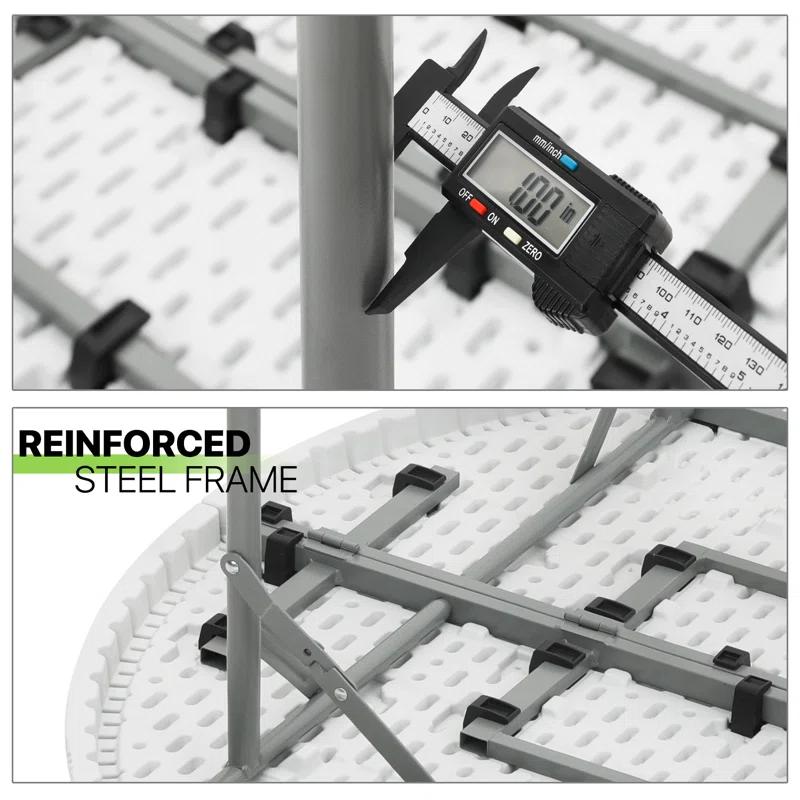 MoNiBloom Plastic Round Folding Table, Portable Foldable Party Banquet Table for Camping Dining Outdoor Picnic