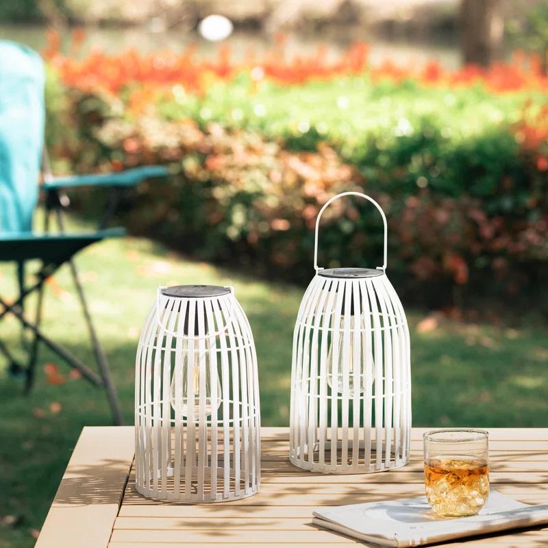 Glitzhome 9.75'' Integrated LED Outdoor Lantern (Set of 2)