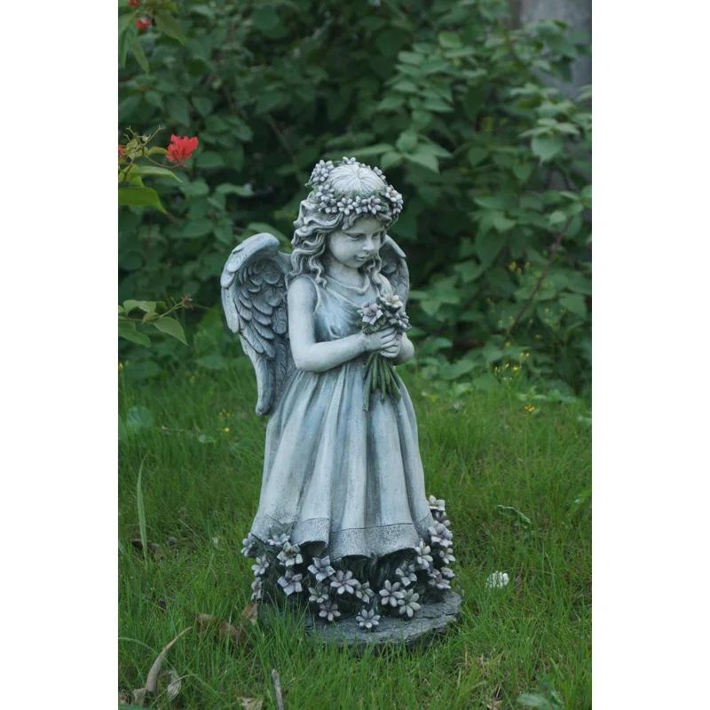 Hi-Line Gift Ltd. Angel Holding Flowers Statue