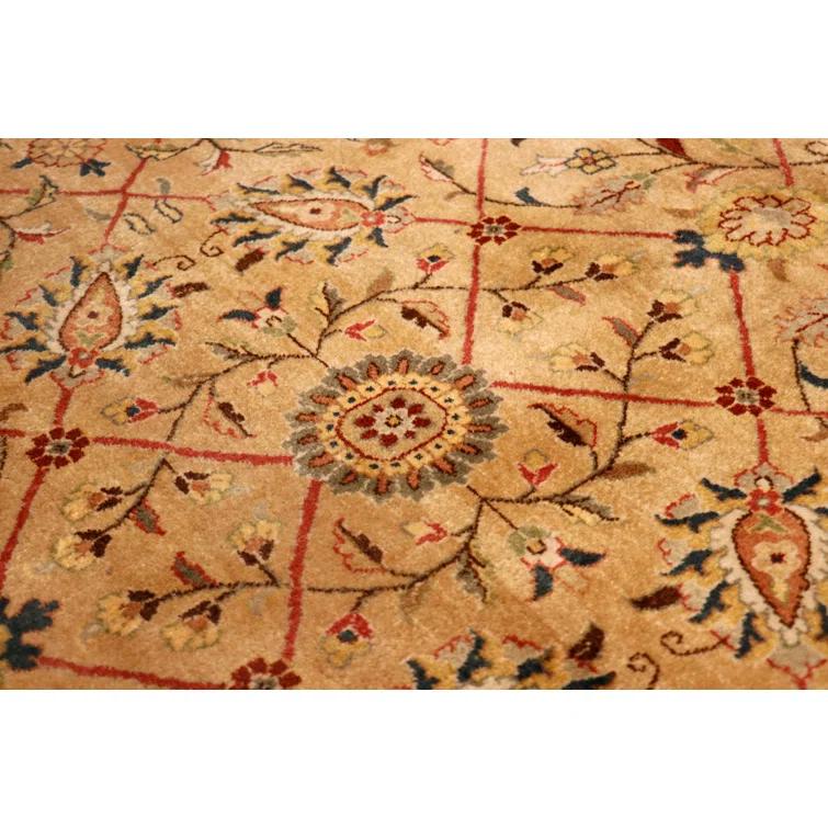 Pasargad Tabriz Oriental Hand-Knotted Wool/Silk Beige/Rust/Navy Area Rug
