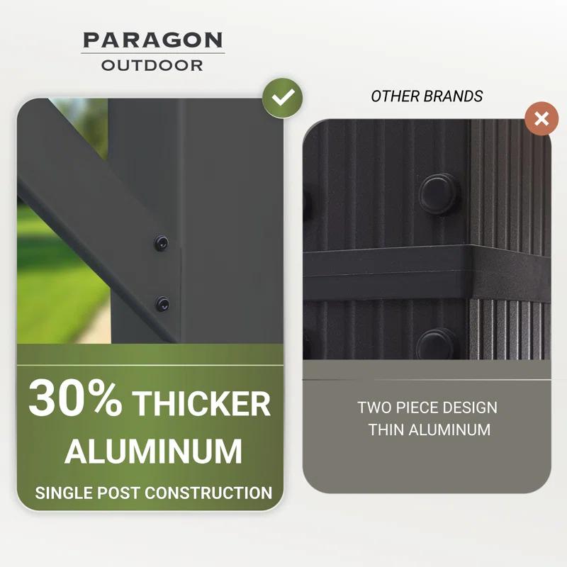 Paragon-Outdoor Florence 11 ft. x 11 ft. Aluminum Pergola in Gray Powder-Coated Finish with Adjustable Canopy