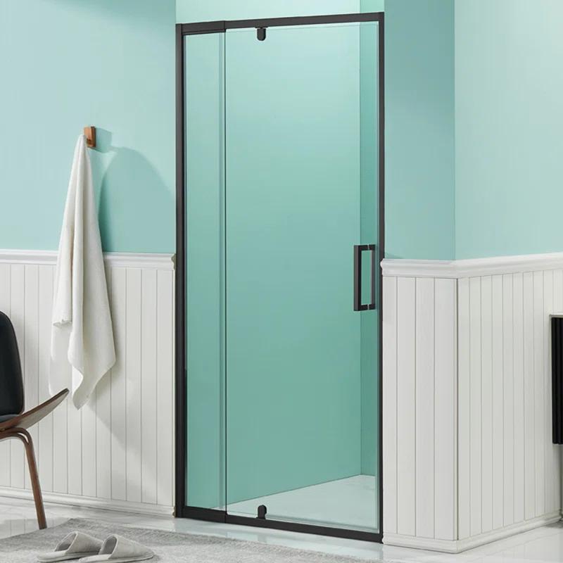 36 in.W - 72 in.H Pivot Shower Door with Clear Glass and Stainless Steel Handle