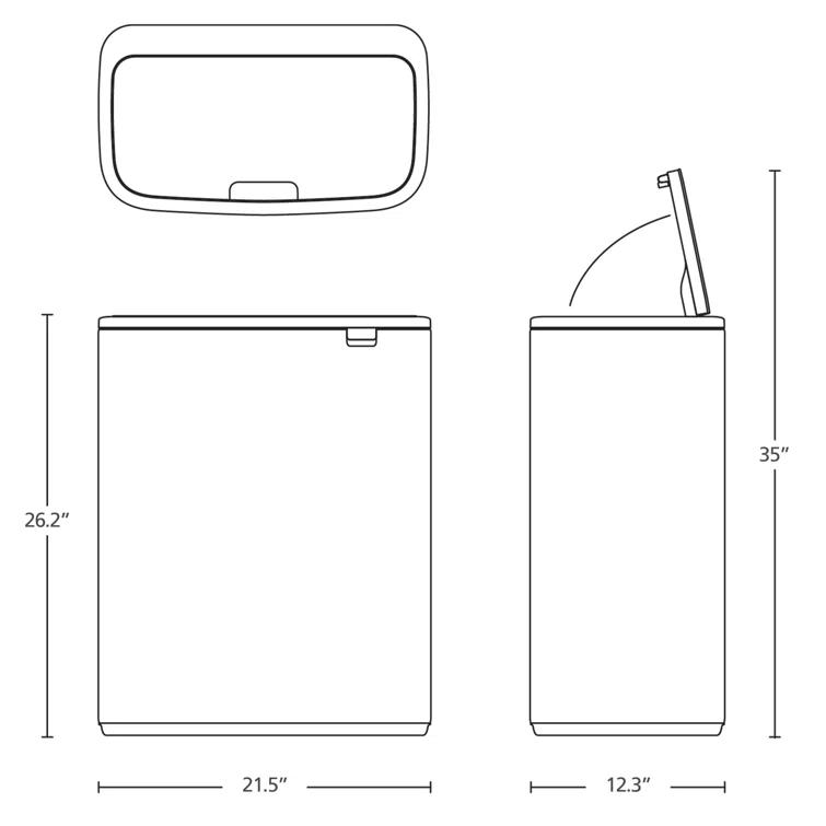 Brabantia Bo Touch Top Trash Can, 16 Gallon