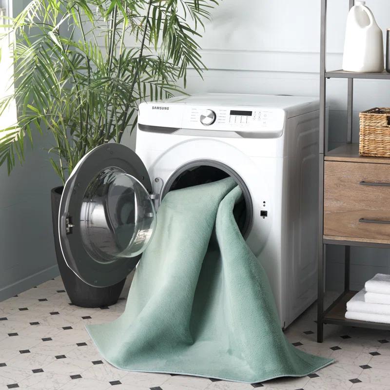 Faux Rabbit Fur Performance Machine Washable Solid Color Rug