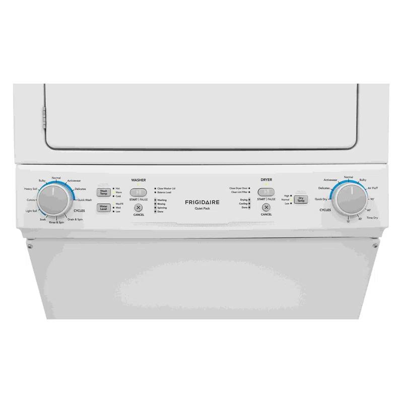 Frigidaire Electric Long Vent Stacked Laundry Center - 3.9 Cu. Ft Washer and 5.5 Cu. Ft. Dryer