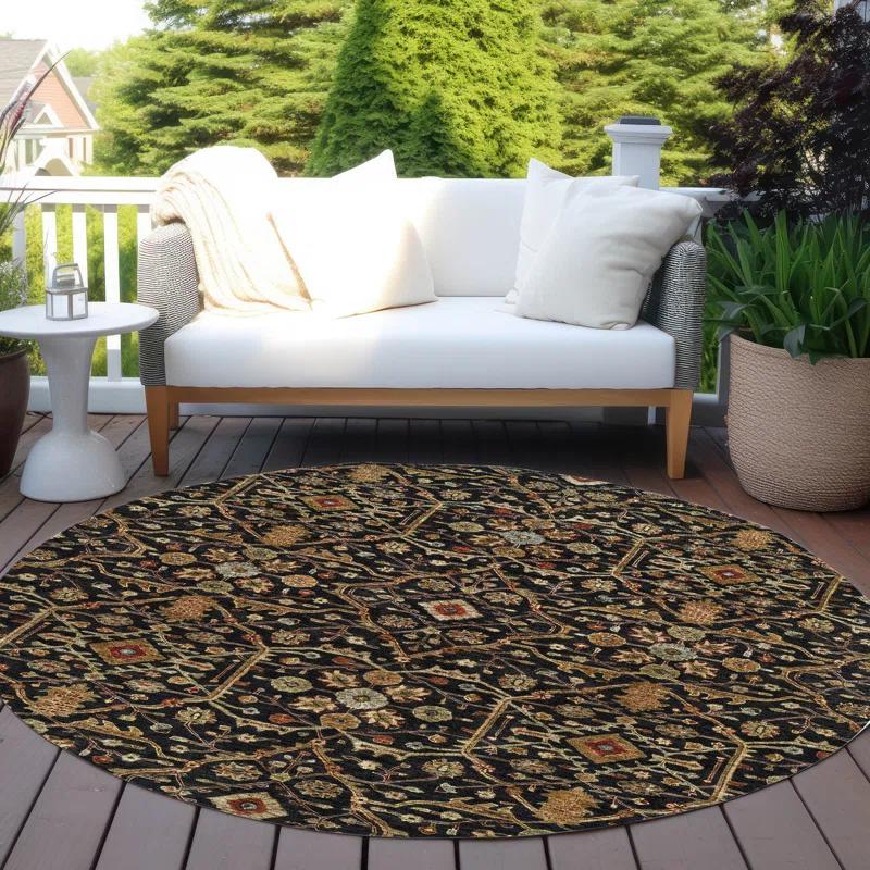 Machine Washable Indoor/Outdoor Cicel ACN1130 Black Rug