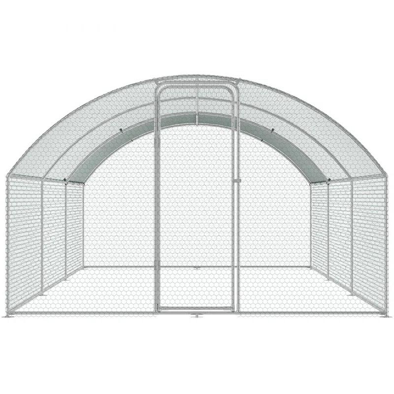 Tucker Murphy Pet™ Large Metal Chicken Coop with Run, 9.8x19.3x6.5 ft Walk-in Chicken Runs for Yard with Cover