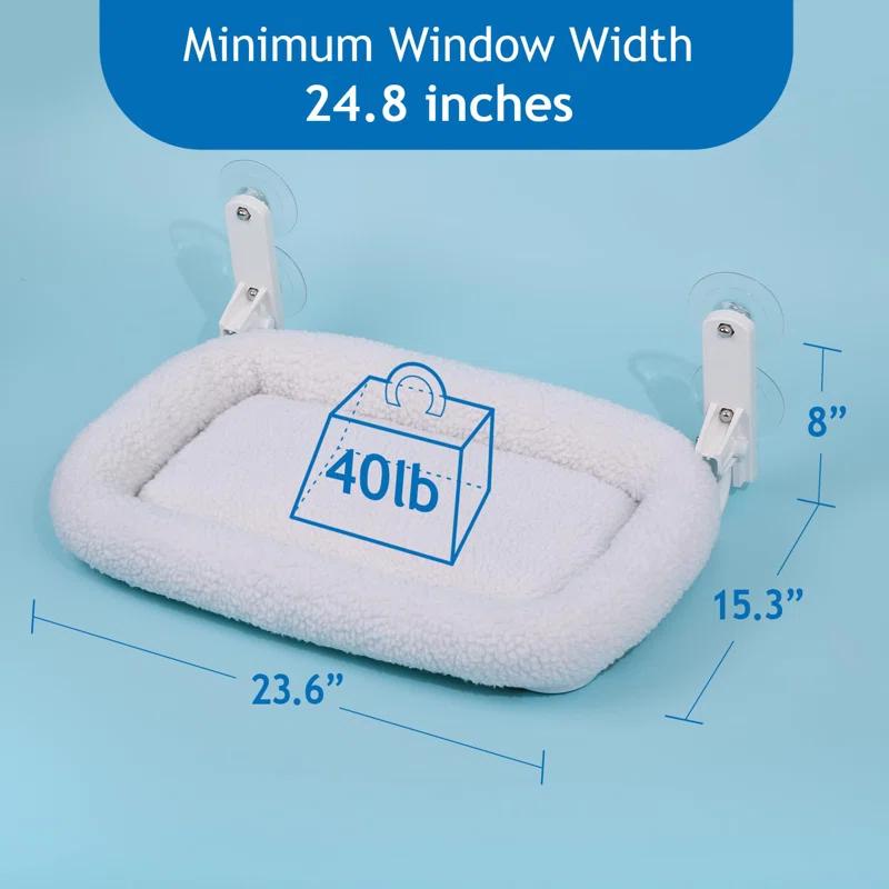Tucker Murphy Pet™ Foldable Cat Hammock For Window - Cordless, Embeded Machine Washable Padded Bed, Robust Metal Frame - Cat Window Perch For Large Cats And Kittens (White Bolster Bed, Large)
