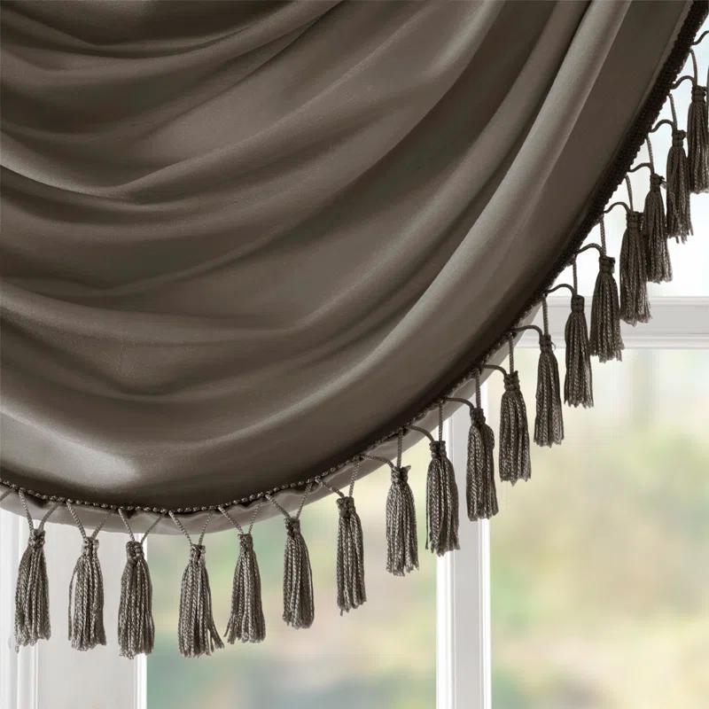 Madison Park Elena Faux Silk Waterfall Embellished 38'' W Single Window Valance