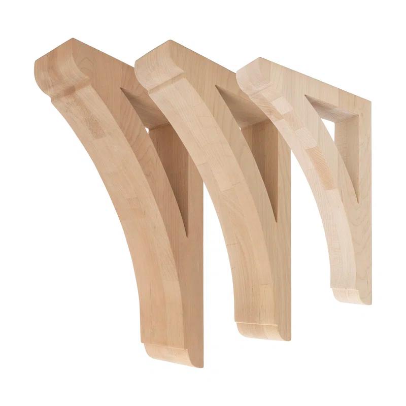 10 in x 1-7/8 in x 7 in Unfinished Small Solid Traditional Plain Wood Bracket Corbel