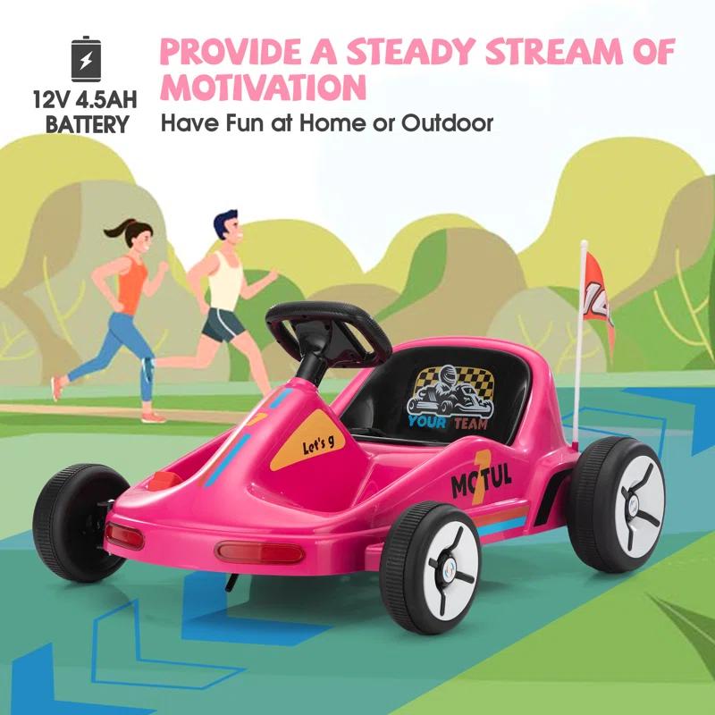 Tobbi 12v Kids Go Kart, Outdoor Battery Powered Ride On Car For Boys And Girls Aged 3-8, Childrens Electronic Toy Go Kart With 2 Speed Modes, Remote Control,bluetooth