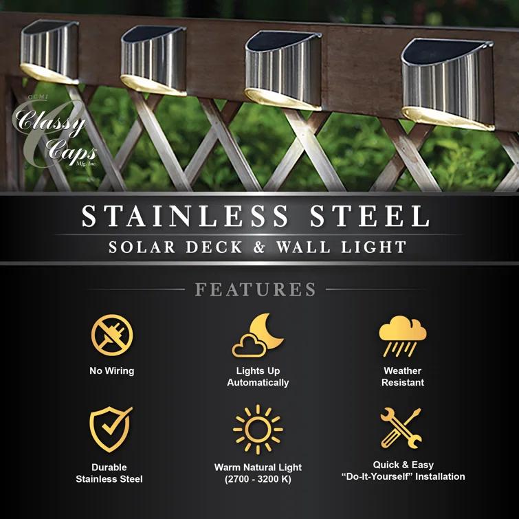 Classy Caps Stainless Steel Solar Powered Integrated LED Metal Deck Light & Reviews | Wayfair