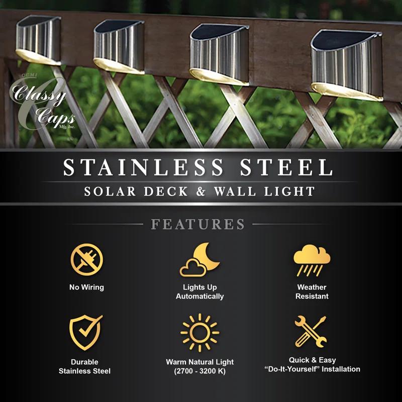 Classy Caps Stainless Steel Solar Powered Integrated LED Metal Deck Light & Reviews | Wayfair