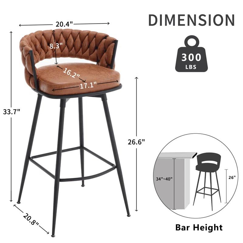 Kymberlynn Swivel Bar Stool (Set of 2)