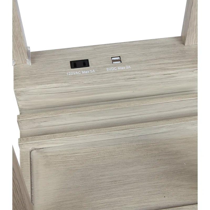 Maxwell 63 in. Traditional USB Charging LED Energy Efficient 3-Shelf Floor Lamp with Fabric Square Shade