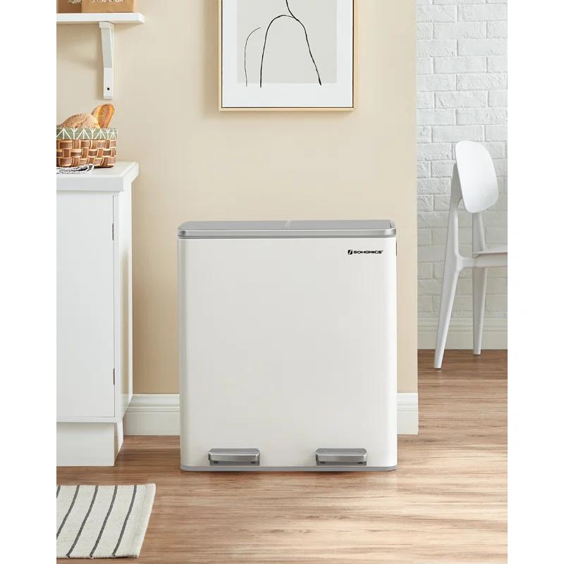 Songmics 2 x 8 Gallon Stainless Steel Multi-Compartments Trash Can with 15 trash bags