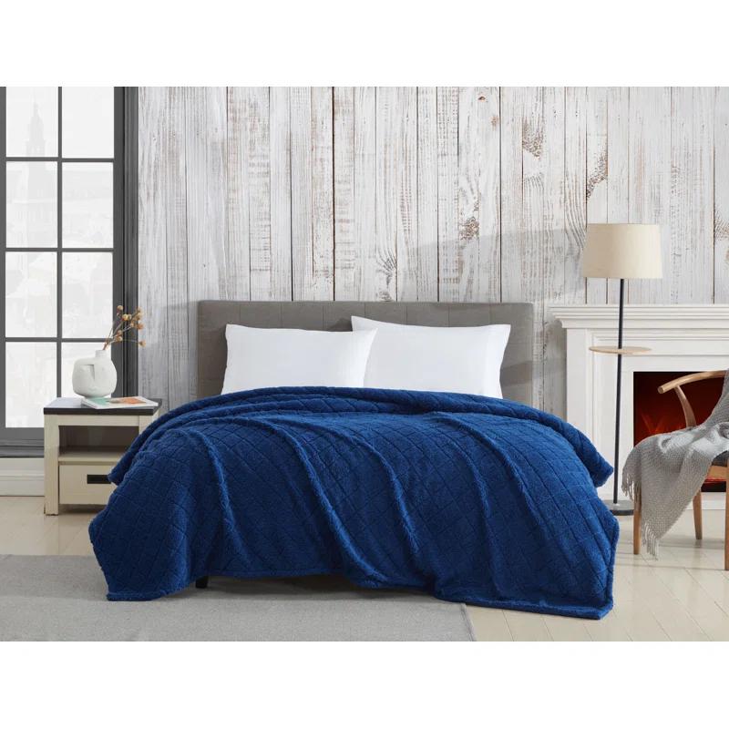 Coleman Coleman Diamond Embossed Sherpa Plush Throw Blanket/Coverlet