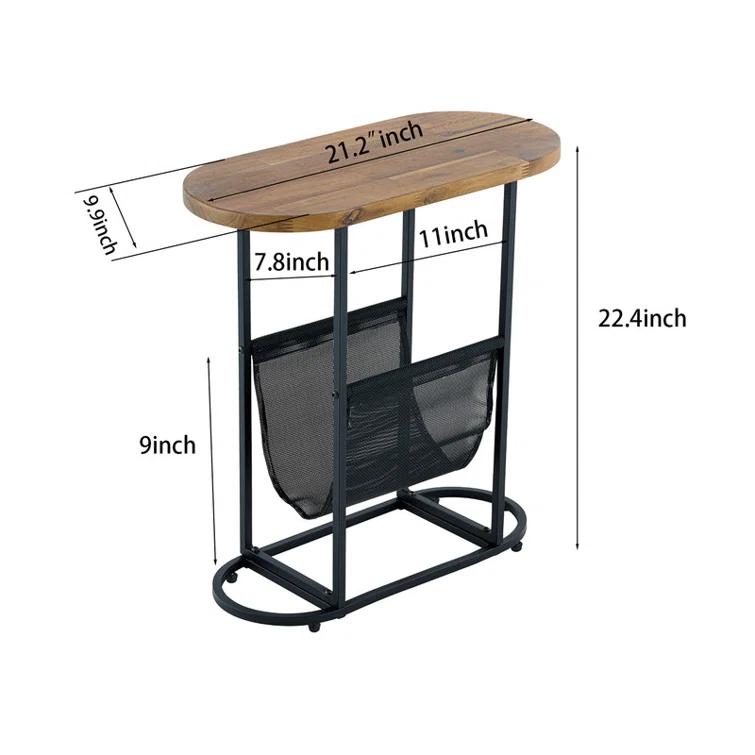 17 Stories Oval Small Side Tables Living Room Small Space With Magazines Organizer Storage Space