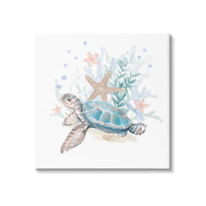 Stupell Industries " Mixed Sea Life Tortoise Swimming " by Lanie Loreth Painting Print