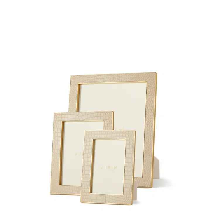 AERIN Classic Croc Fawn Leather Embossed Picture Frame