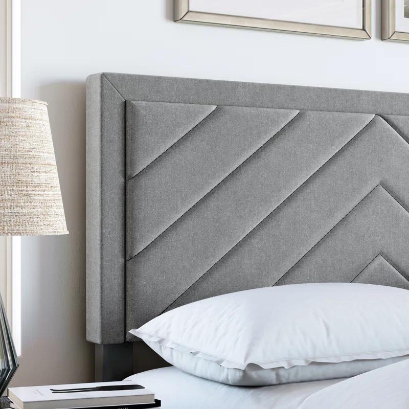 Boyd Sleep Barcelona Linen or Faux Leather Upholstered Platform Bed Frame with Adjustable Headboard, Heavy Duty Slat Support System, No Box Spring Required - Boyd Sleep