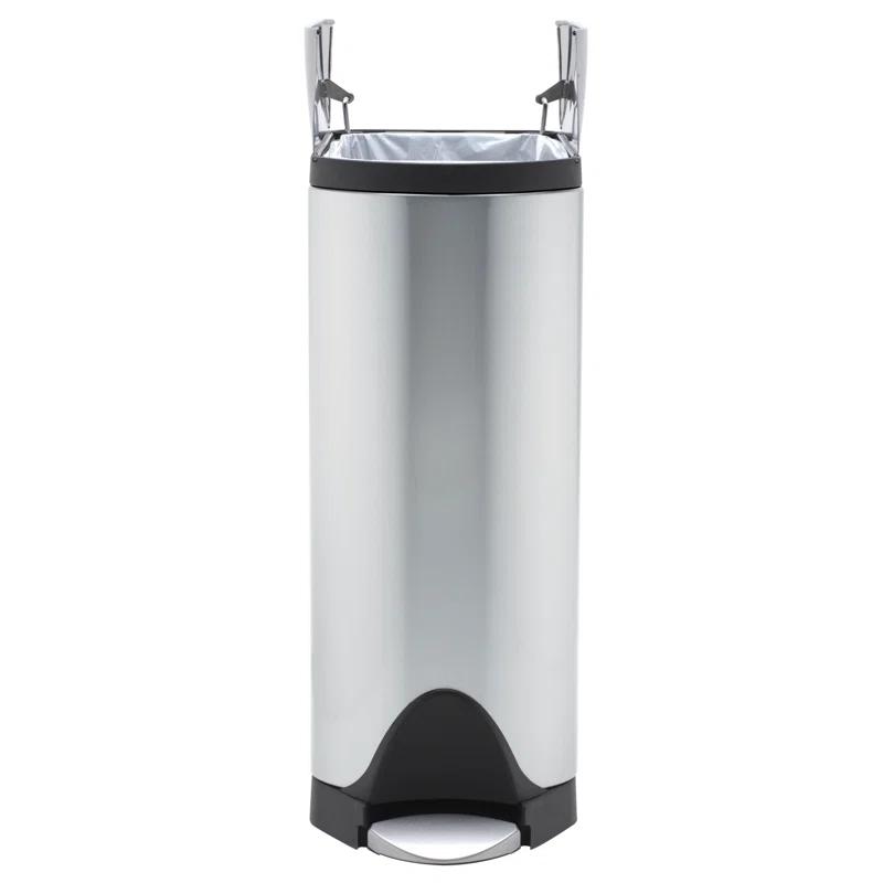 simplehuman Butterfly Lid Kitchen Step Trash Can, Brushed Stainless Steel