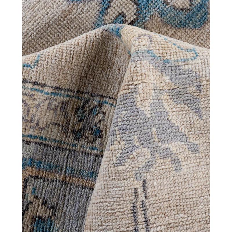 Solo Rugs One-of-a-Kind Rectangle 9'10" X 13'5" Wool Area Rug Ivory/Blue/Gray/Yellow