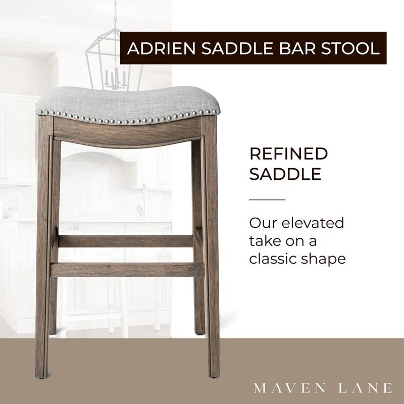 Maven Lane Maven Lane Adrien Backless Saddle Kitchen Stool with Fabric Upholstery
