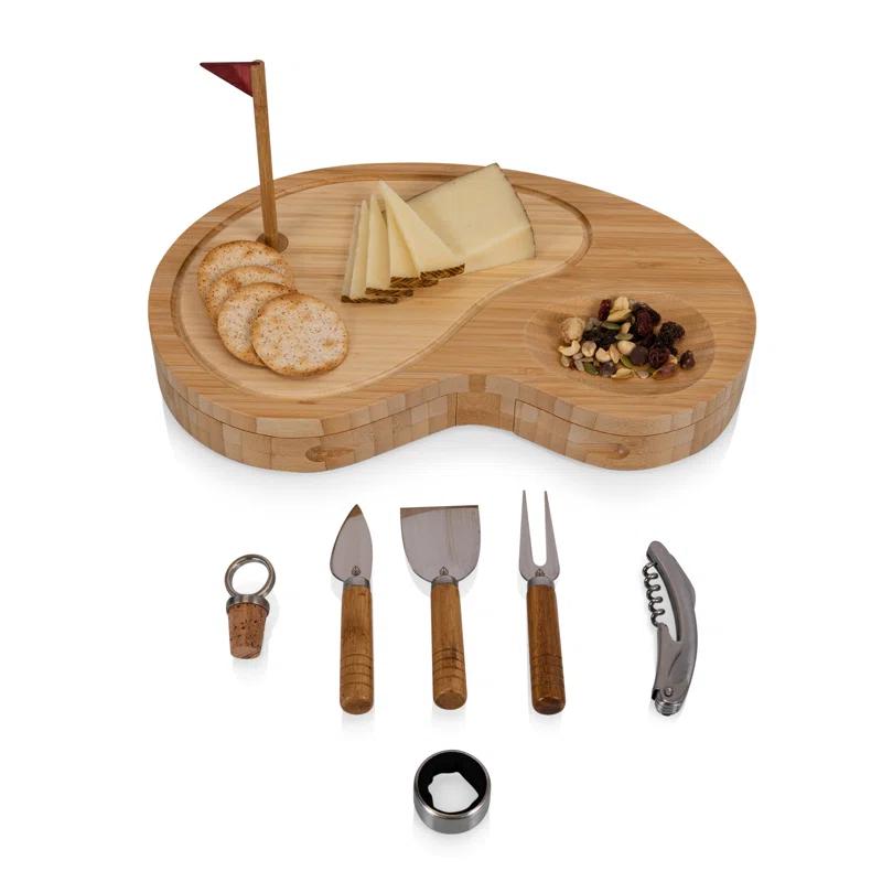 Millwood Pines Sand Trap Golf Gift Cheese Board & Knife Set - Novelty Charcuterie Board with Cheese Knife Set - Cheese Boards Charcuterie Boards - Serving Platter Enoch