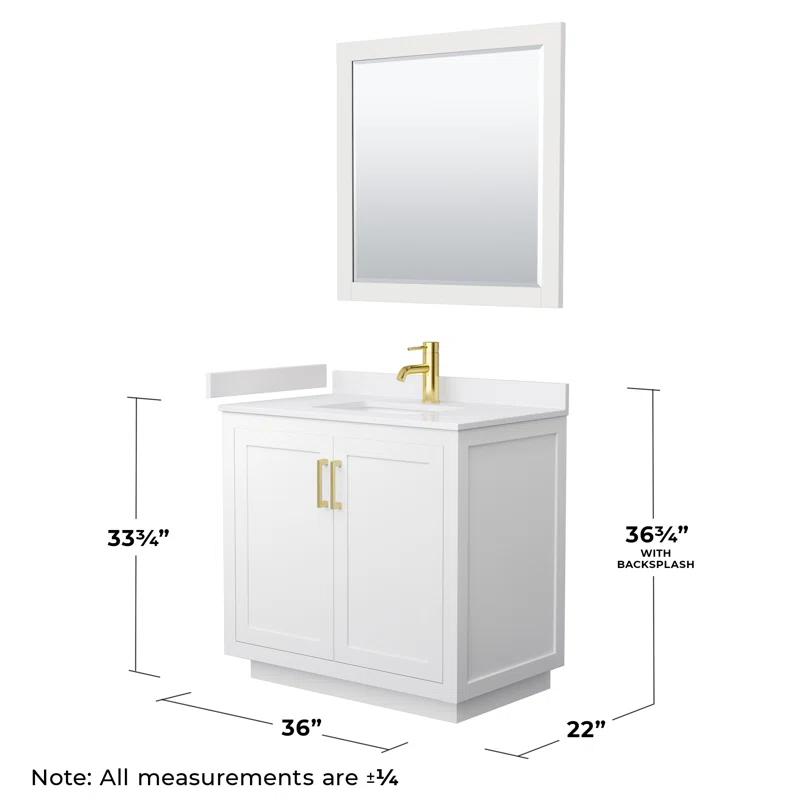 Wyndham Collection Miranda 36" Freestanding Single Bathroom Vanity with Cultured Marble Top with 34" Mirror