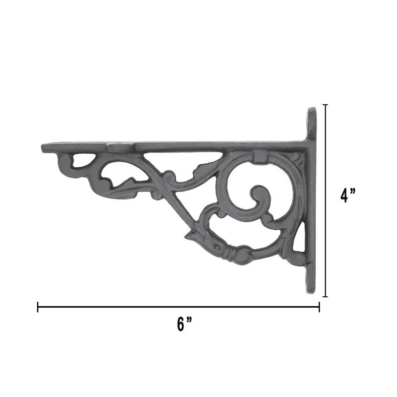 Astoria Grand Lillith Solid Cast Iron Shelf Brackets Victorian Colonial Retro Steampunck Gothic Baroque Medieval (Set of 2)