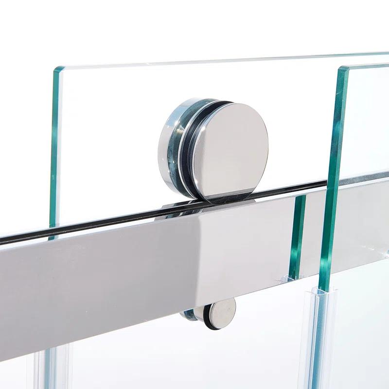 LAWRENCE 56-60"W X 75"H Frameless Double Sliding Shower Door, 304 Stainless Steel In Matte Black, 5/16" (8Mm) Thick SGCC Tempered Clear Glass. | Wayfair