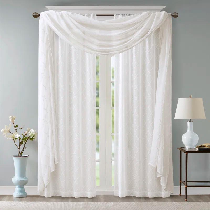 Madison Park Irina Solid Sheer Embroidered Window Scarf