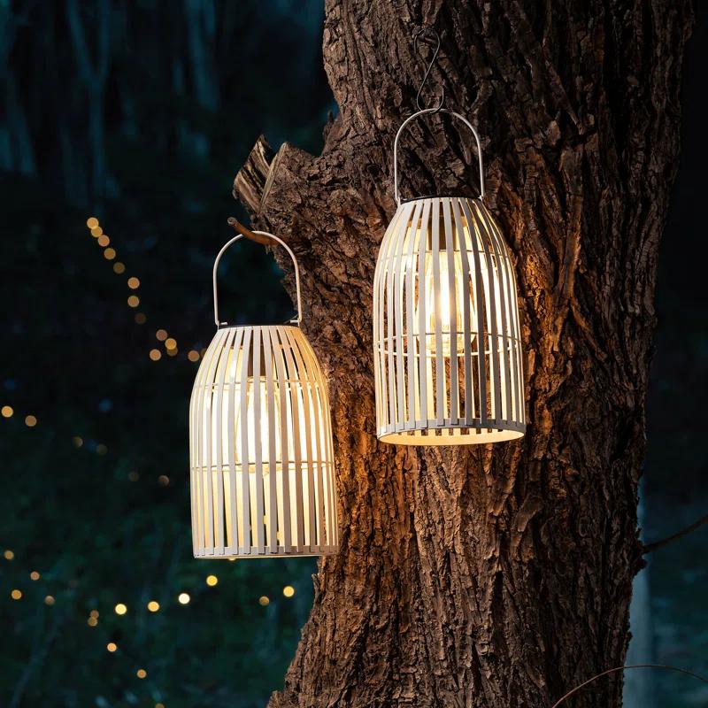 Glitzhome 9.75'' Integrated LED Outdoor Lantern (Set of 2)
