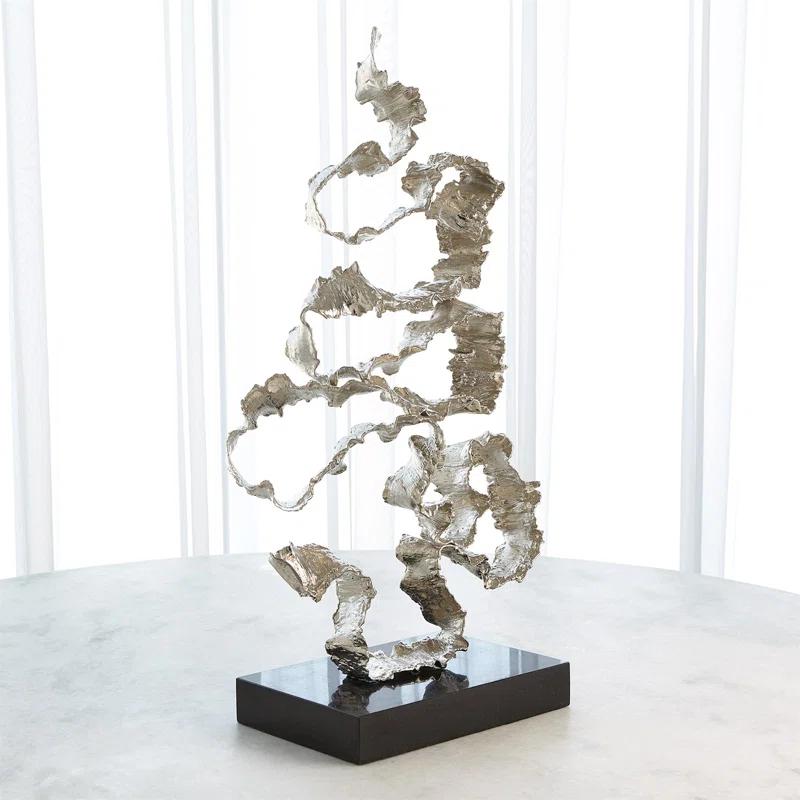 Squiggles Sculpture-Nickel w/Black Granite