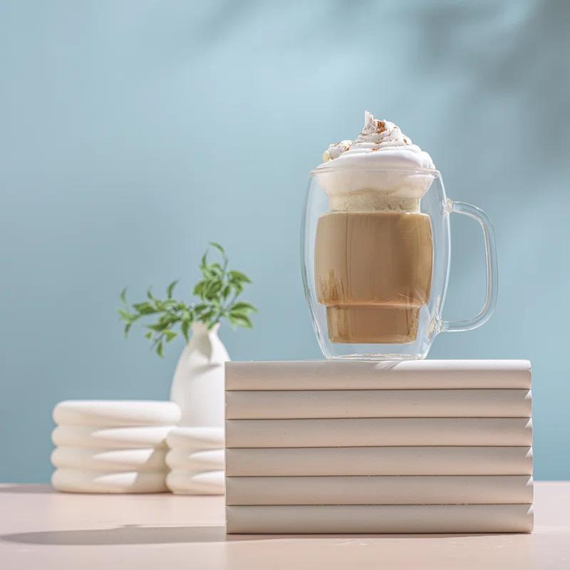 JoyJolt JoyJolt Cadus Double Wall Coffee Tea Glasses, 16oz (Set of 2)