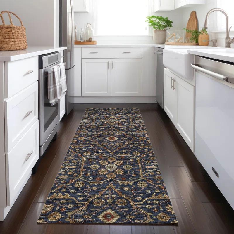 Machine Washable Indoor/Outdoor Chantille ACN1130 Navy Rug