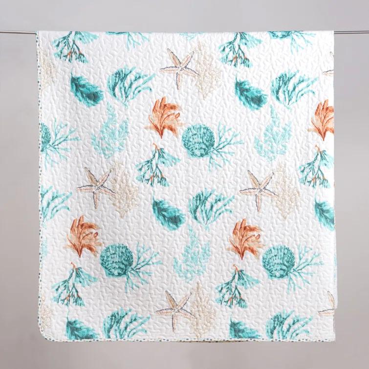 FreshFolds Bright Watercolor Coral Print Quilt Set with Shams