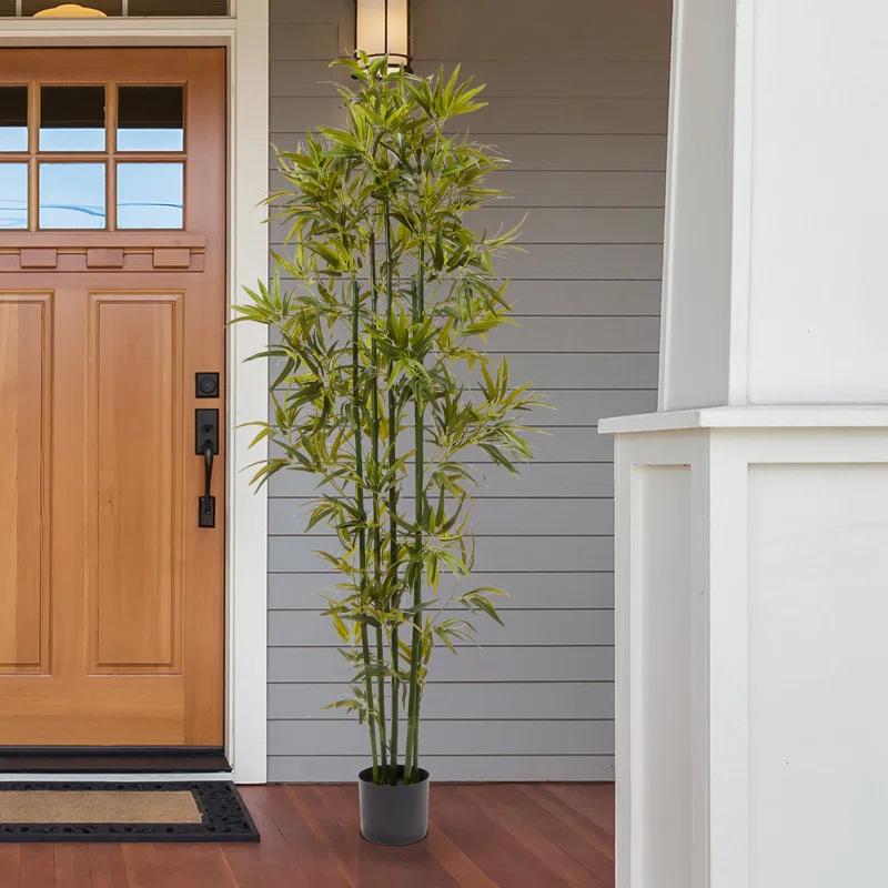 Pure Garden Artificial Bamboo Tree - 6FT Fake Plant with Adjustable Leaves and Pot - Faux Plants Indoor for Home, Restaurant, or Office Décor