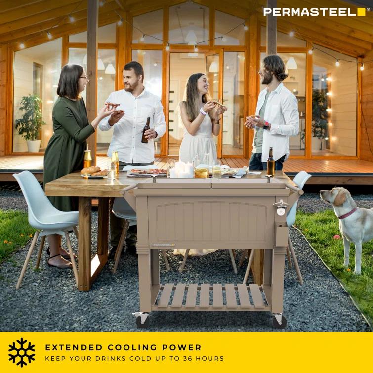 Permasteel 80 Qt. Furniture Style Rolling Patio Cooler